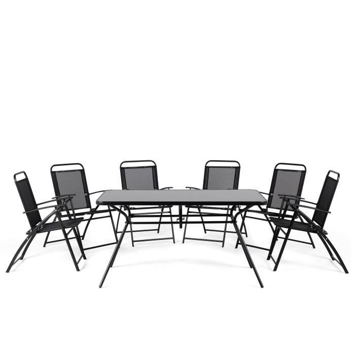 Beliani - Ensemble table et 6 chaises en acier noir LIVO