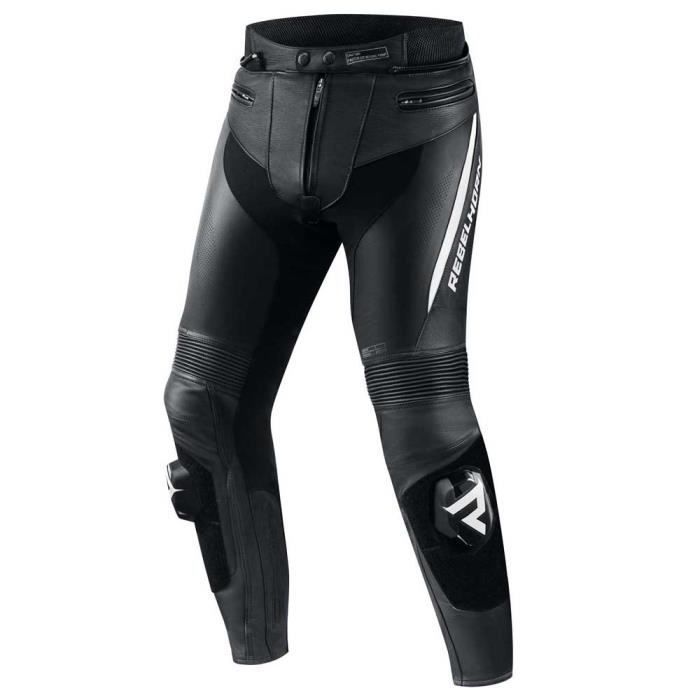 Pantalones de moto REBELHORN Fighter, negro-blanco, talla 60 para hombre.