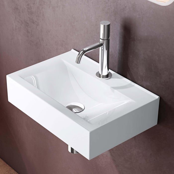 Lavabo vasque a poser ou monter au mur evier design Bruxelles-118C 45 x 30,5 x10,5 cm