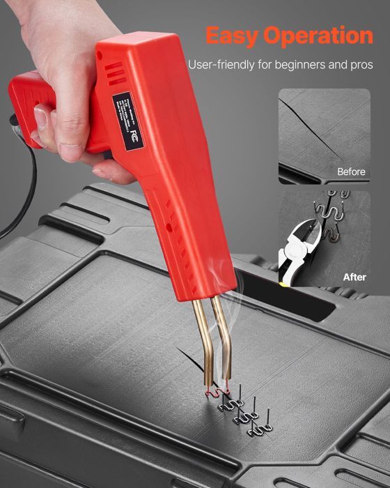VEVOR 100W Plastic Welding Kit - Plastic Welding Iron, 1000 Staples and 60 Welding Rods - Professional Repair