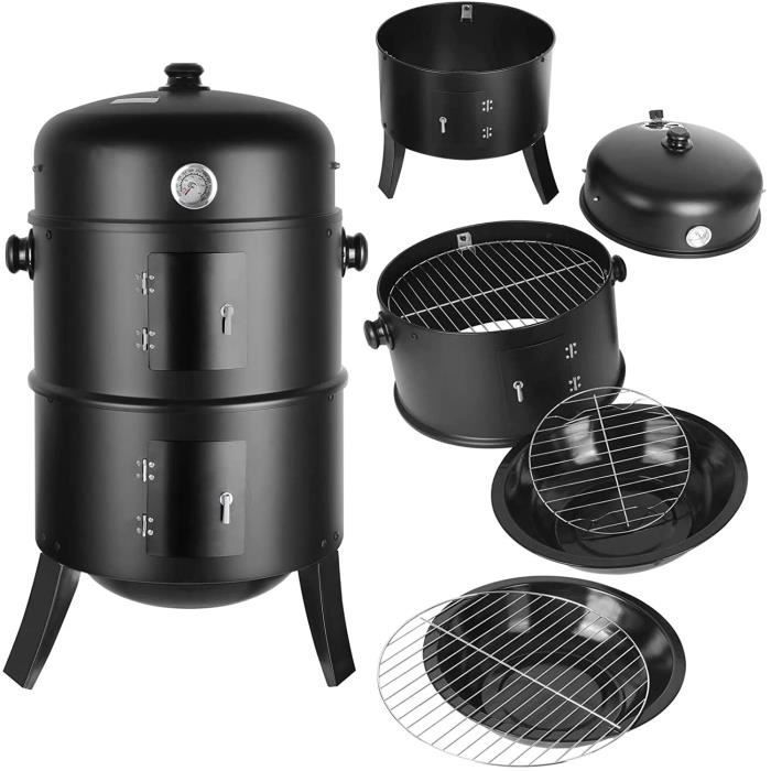 Barbecue affumicatore 3 in 1, a carbone, griglia barbecue multifunzionale a carbone, combinazione affumicatore e barbecue separabile [214]