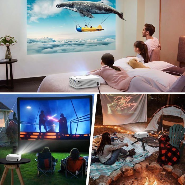 Vidéoprojecteur 4K Pris En Charge, 15000L Natif 1080P 5G Wifi Bluetooth Avec Zoom 50%, Mini Projecteur Home Cinéma Projecteu[XV137]