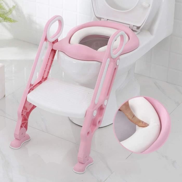 enfant chaise de toilette pliable et réglable escalator wc bébé doux rondelle de siège 4 couleurs (color : pink)