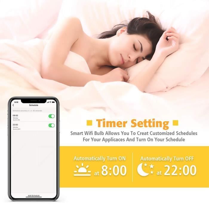 Conjunto de 3 lâmpadas LED inteligentes E27 de 7W com controle remoto Wi-Fi e mudança de cor, compatíveis com Alexa, Google Home, Siri e IFTTT.