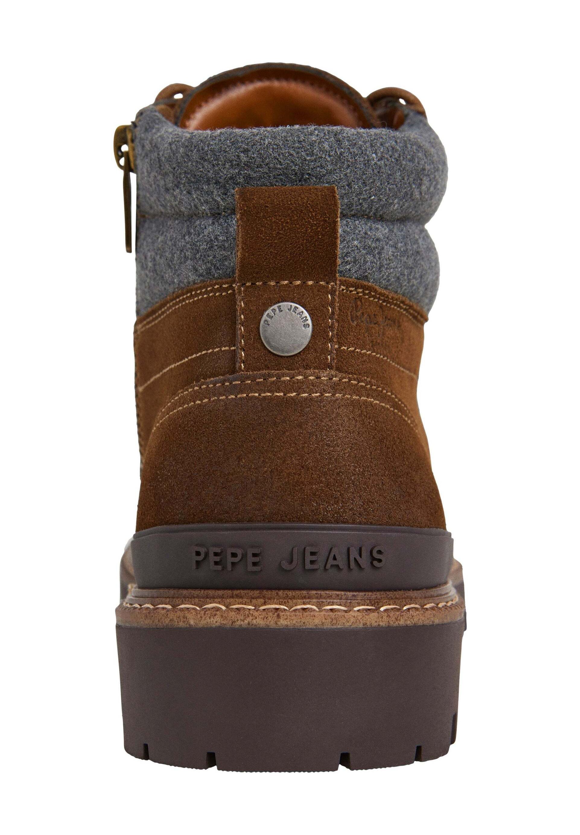Pepe Jeans RYAN EARTH M - Enkellaarsjes met vetersluiting - toffeebruin