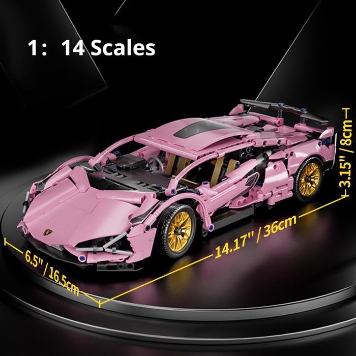 Coches de carreras para armar para adultos - Modelos coleccionables de superdeportivos rosas (escala 1:14) - Regalo de Navidad ideal