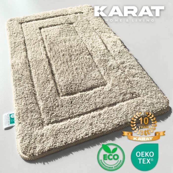 Atlantis Rectangular Bath Mat with Non-Slip Backing, Beige, 40 x 60 cm