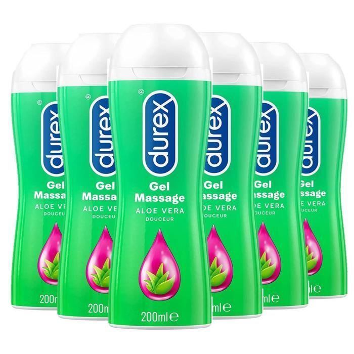 Durex Water-Based Massage and Lubricating Gel - with Aloe Vera Extract - 200 ml, Pack of 6