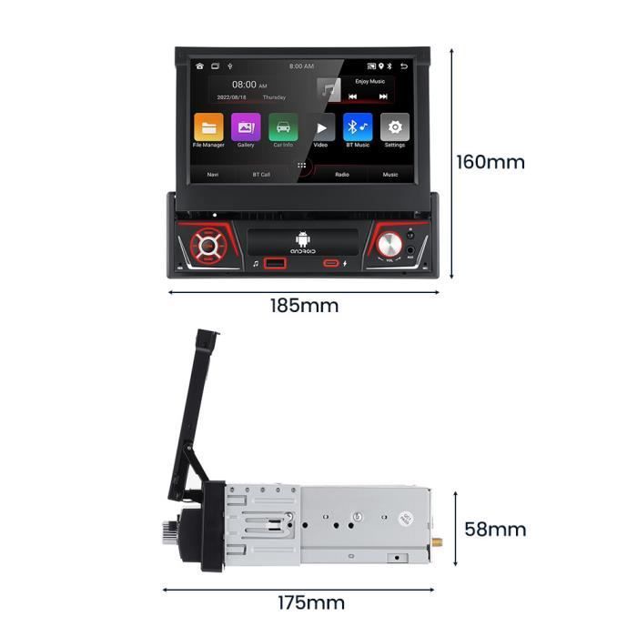 GEARELEC 1 Din 7 inch autoradio met CarPlay, Android Auto, GPS-navigatie, wifi, Bluetooth, RDS, FM/AM, 2+32GB
