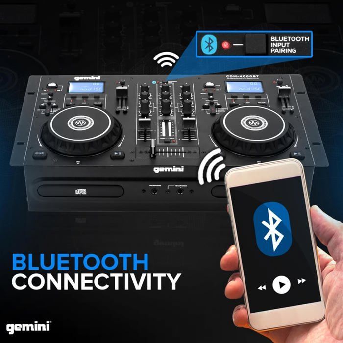CDM-4000BT Player - GEMINI SOUND - USB/CD DJ - Bluetooth - Dual Decks - Economy