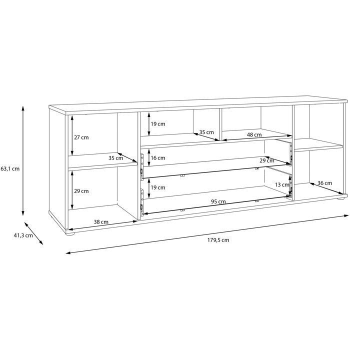 Mobile porta TV - GANYMEDE - Salvia - 2 ante, 2 cassetti, 2 ripiani - 179,8 x 41,3 x 63,1 cm