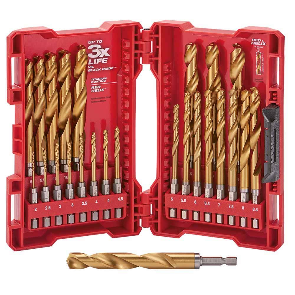 Milwaukee 1/4-seks hurtigbytte HSS-TiN metrisk borsett 2-13 mm - RED-HELIX - 25 deler 48894861