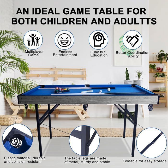 HLC Multi-Game Table, 5-in-1 Folding Game Table, Easy to Assemble, Interactive Parent-Child Games, Children's Gift, 140*74*80cm
