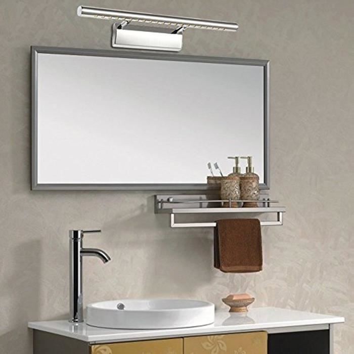Lightess Lampe pour Miroir Tableau Applique Murale 5W LED avec Interrupteur en Acier inoxydable pour Salle de Bain Miroir - Blanc