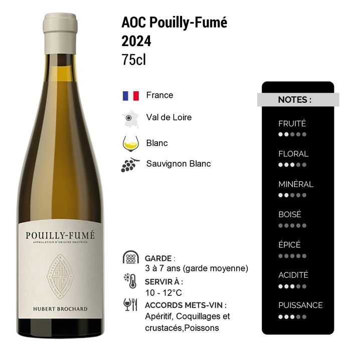 Hubert Brochard Pouilly-Fumé 2024 - Vin Blanc du Val de Loire (6x75cl).