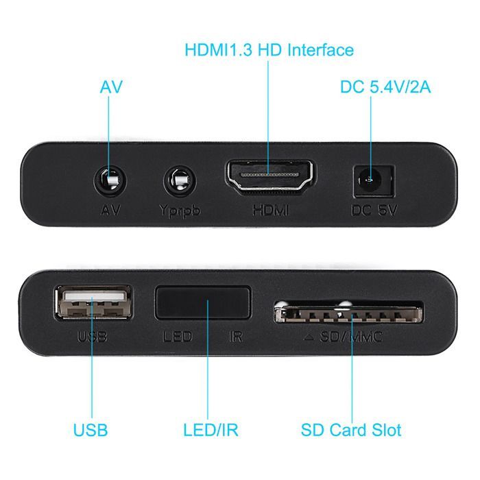 Mini lecteur multimédia Full HD 110-240 V 1080P, boîtier de lecteur multimédia compatible USB MMC RMVB MP3 AVI MKV, prise UE