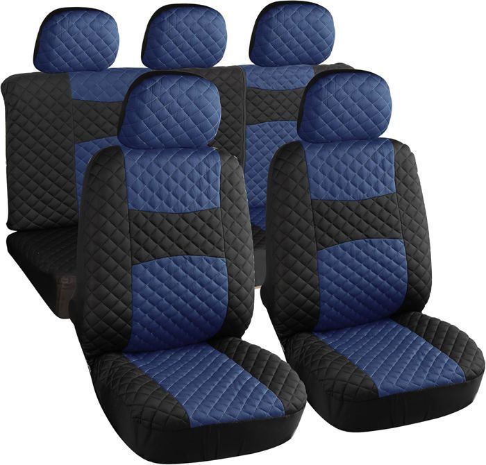 Rebeca Shop – Universelle Autositzbezüge für Vorder- und Rücksitze, Polyester, Modell A20, Blau/Schwarz