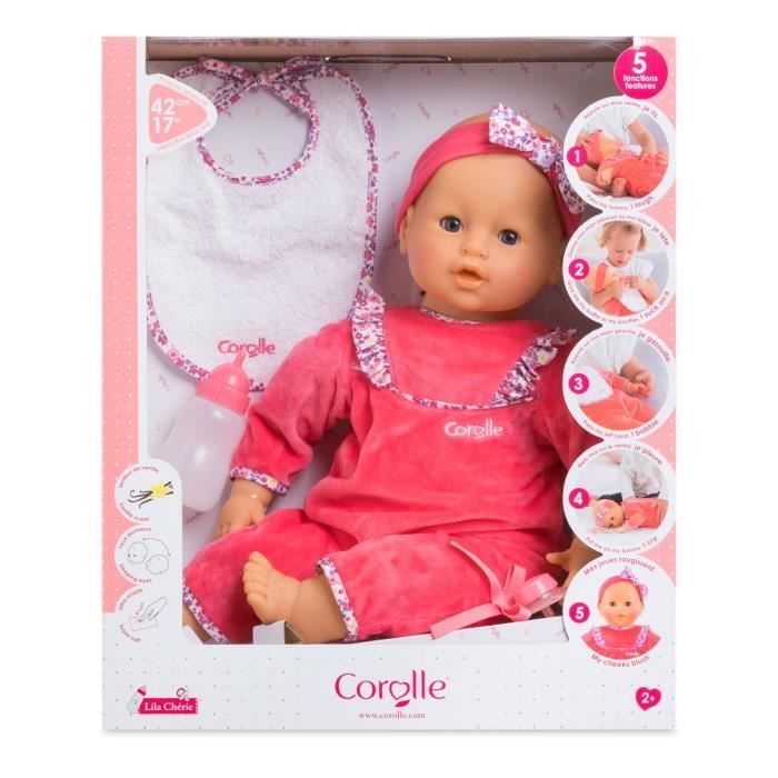COROLLE - Mijn Grote Babypop - Lila Darling - 42 cm - interactieve babypop voor kinderen vanaf 2 jaar