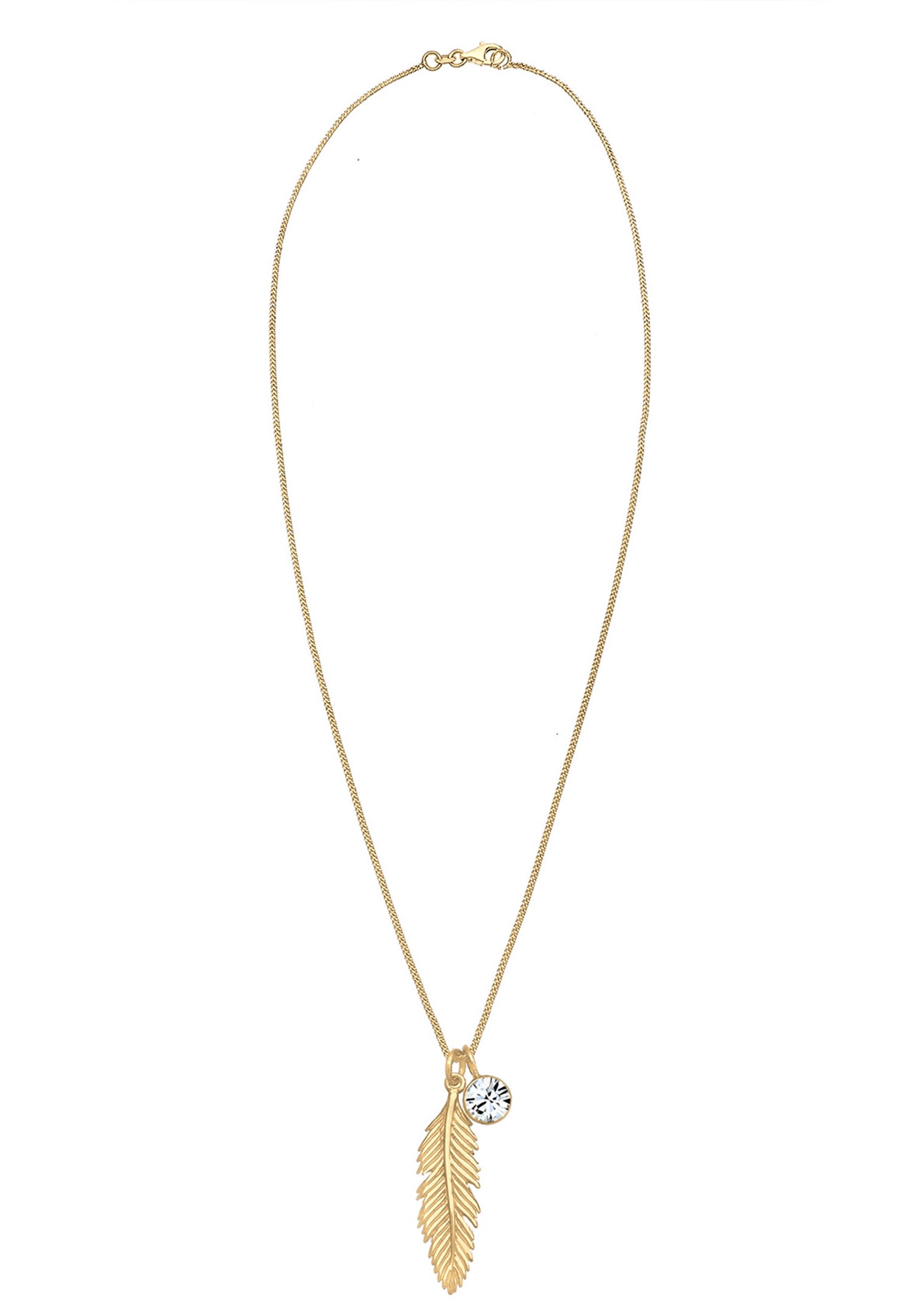 Elli Femmes Pendentif Plume Boho avec Cristal en Argent Sterling 925