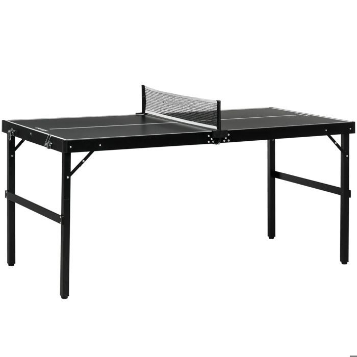 Mini ping pong table - SPORTNOW - foldable - with net, balls, handle - 152 x 76 x 72 cm - black