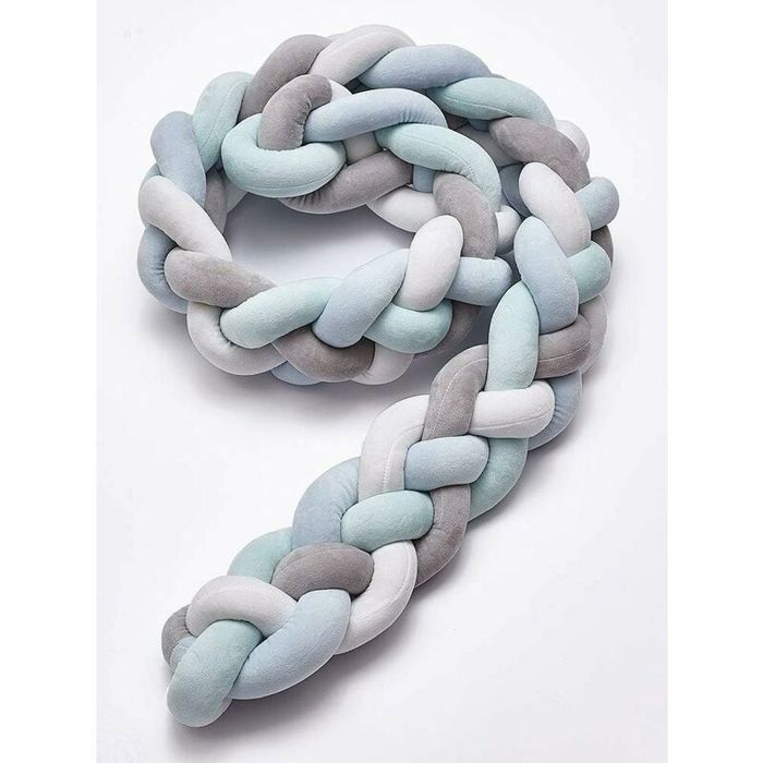 Protetor de berço de veludo de 1,5 m, almofada trançada em formato de cobra para proteção do berço, decoração para quarto de bebê, 1,5 m, várias cores, grande