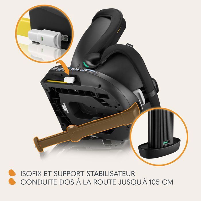 Silla de coche convertible LIONELO i-Size azul marino - Base giratoria 360° - 40-150 cm - ISOFIX - Grupo 0+/1/2/3 - Negra