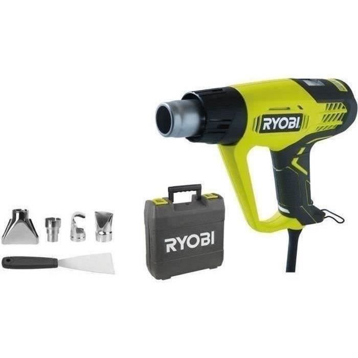 RYOBI - Pistola de calor de 2000 W - 2 ajustes de temperatura (50/650 °C) - Pantalla LCD - Incluye 1 espátula y 4 boquillas - EHG2020LCD