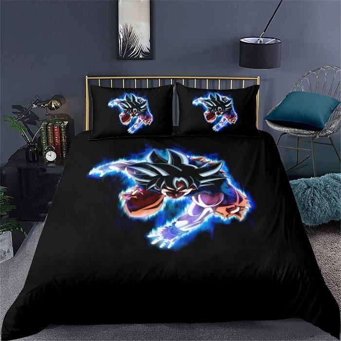 Funda nórdica y 2 fundas de almohada de Dragon Ball, estampado de Dragon Ball, 100 % microfibra, suave y cómoda - 135 x 200 cm [553]