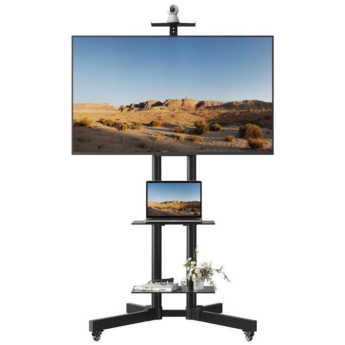 Soporte para TV Yaheetech con ruedas - Altura ajustable - Con freno - 3 estantes para pantallas de 30 a 60 pulgadas/LCD/LED/Plasma VESA