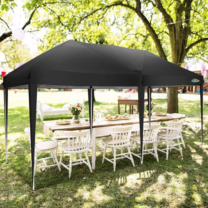 Gazebo pieghevole 3x6 m, gazebo da giardino impermeabile a 6 lati, tendone pieghevole professionale per ricevimenti, nero