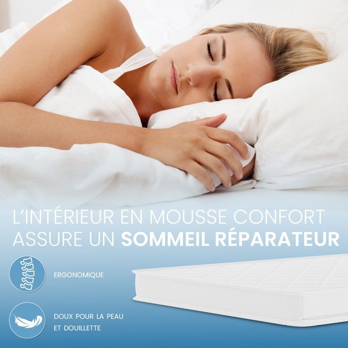 ELONEO Surmatelas 180x200 cm, 6 cm, mousse à mémoire de forme respirante – confort optimal pour lits simples et doubles