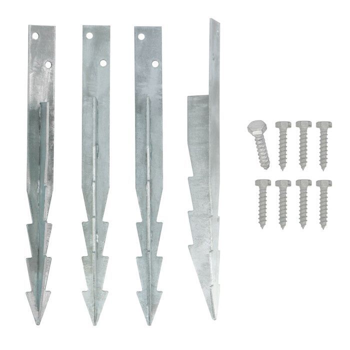 Kit de anclaje al suelo para columpios: 4 anclajes/soportes de acero galvanizado de 44 cm. Para columpios, torres y equipos de juegos infantiles.