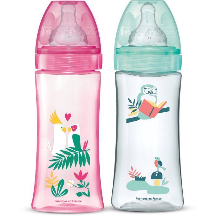 Biberon anticolica Dodie Initiation+, 3 velocità, 6 mesi+, Pink Dancer, confezione da 2 x 330 ml