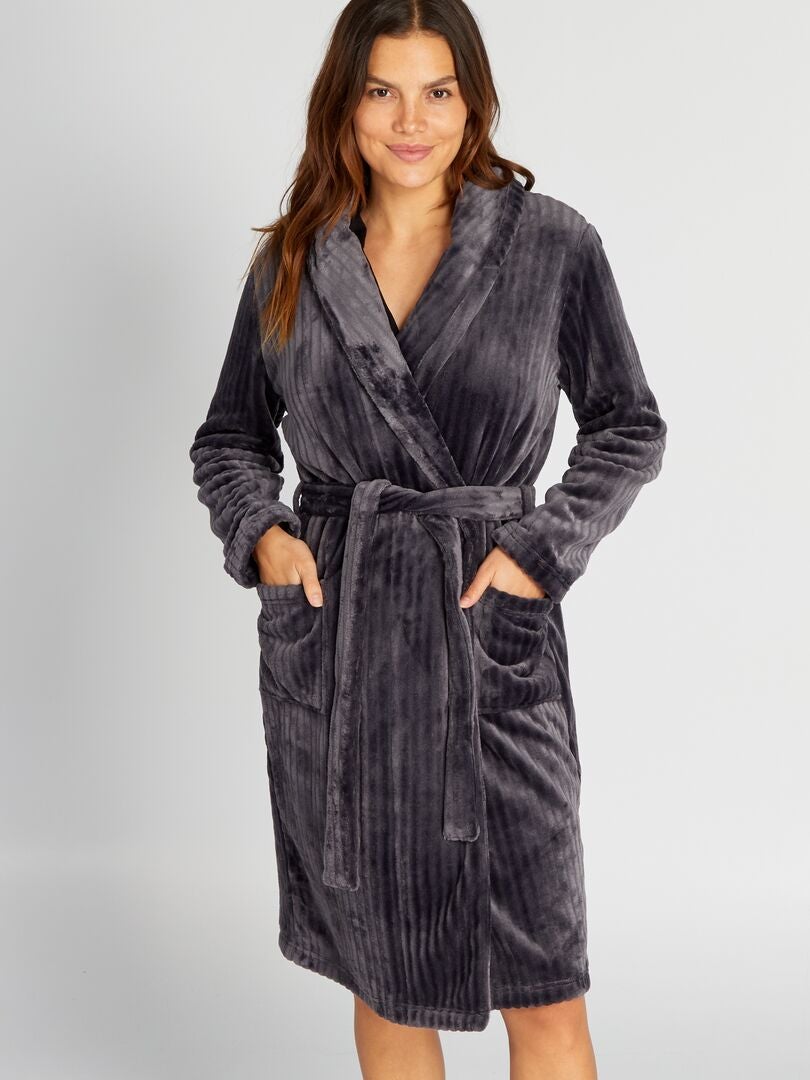Fleece badjas - GRIJS