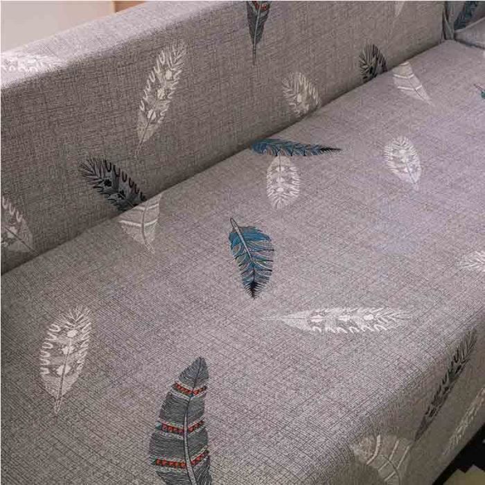 Funda para sofá - FOLAYA - Elástica - 141-180 cm - Gris pluma - Tejido jacquard cómodo