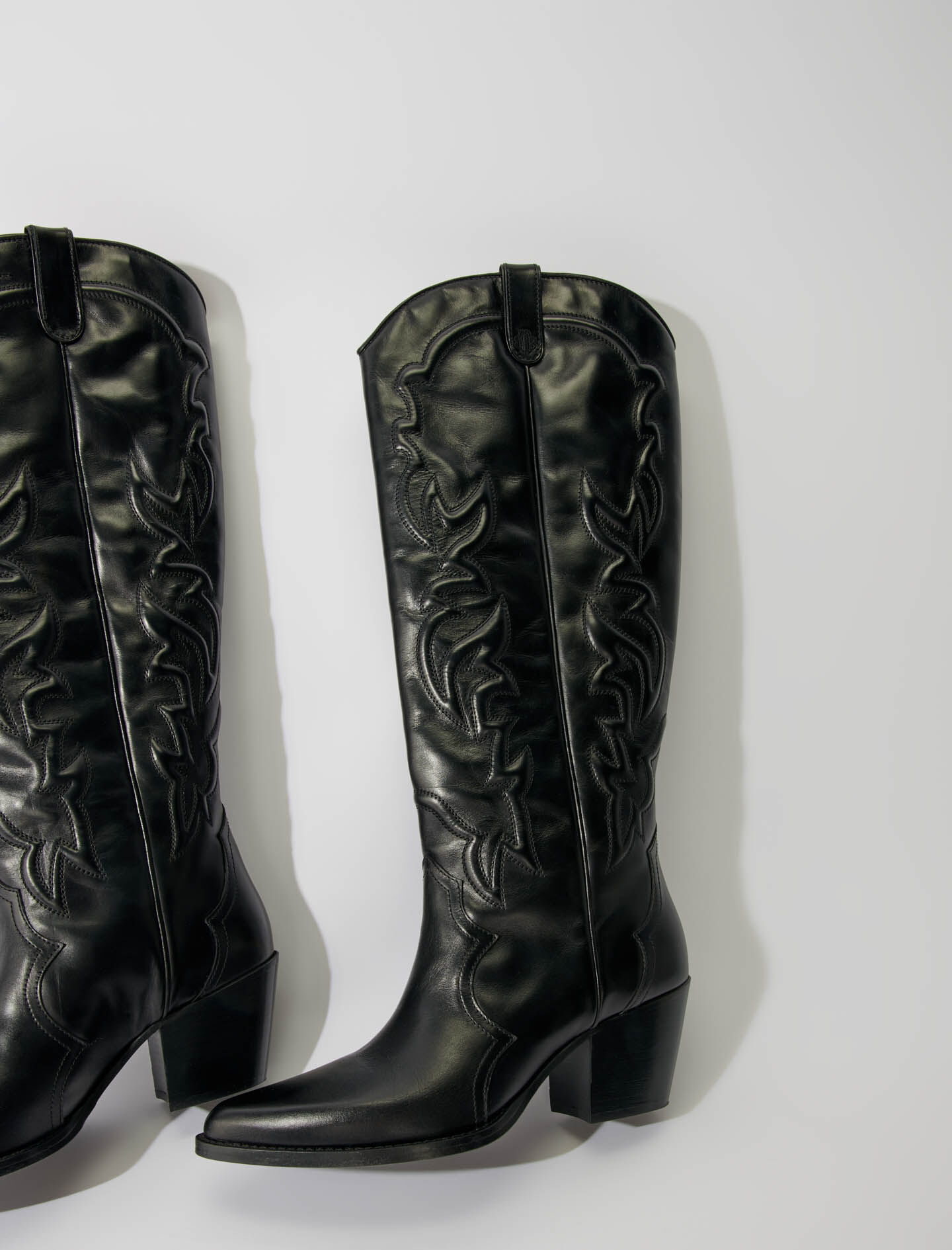 Ghete Western din piele - Negre