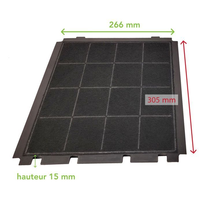Filtre charbon 305x266x15 mm Hotte AFFCA267, AFCFCA267B AIRFORCE