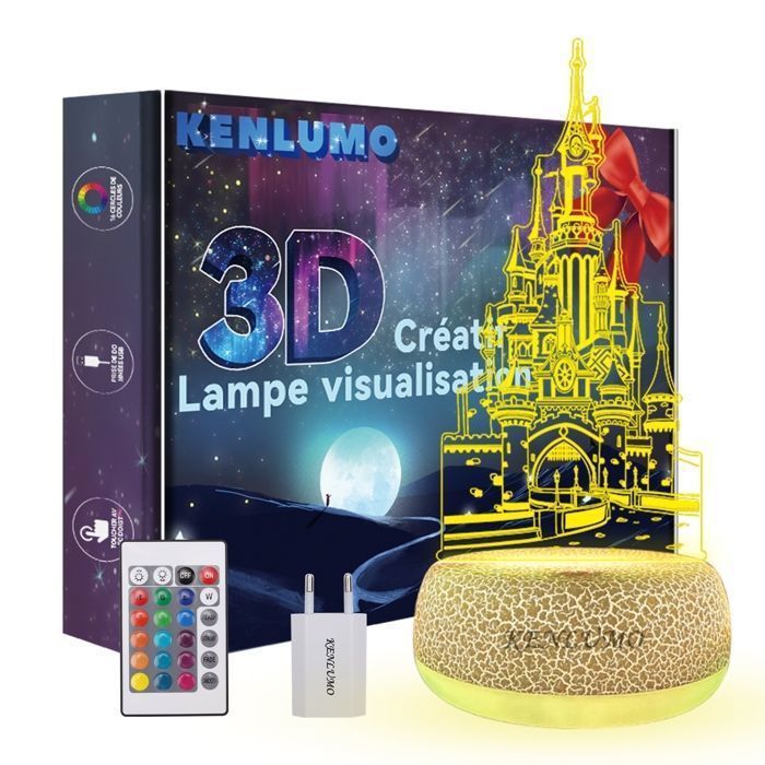 KENLUMO Stitch Lampe château Noël Enfant Cadeau Lampe de chevet LED télécommande Touchez pour changer decouleur decoration chambre