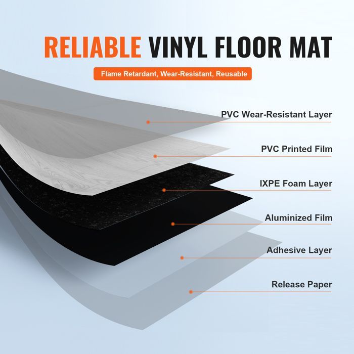Suelo vinílico autoadhesivo - VEVOR - 990 cm x 60 cm - Carga 2,28 kg - Baldosa de mármol blanco - Comedor
