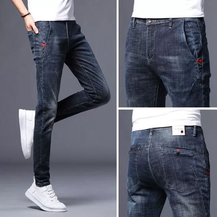 FUNMOON Men's Jeans - Skinny - Elastic - Slim Fit Pencil Pants