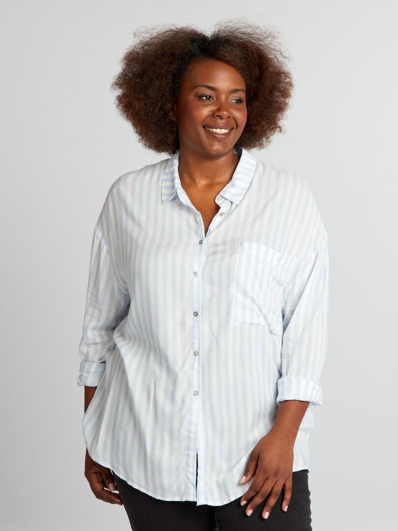 Blusa de rayas suaves - AZUL