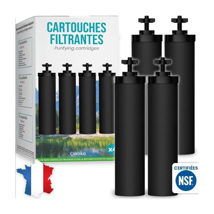 Cartuchos de filtro de agua por gravedad Orinko, con certificación NSF, compatibles con filtros Berkey y Berkefeld, paquete de 4