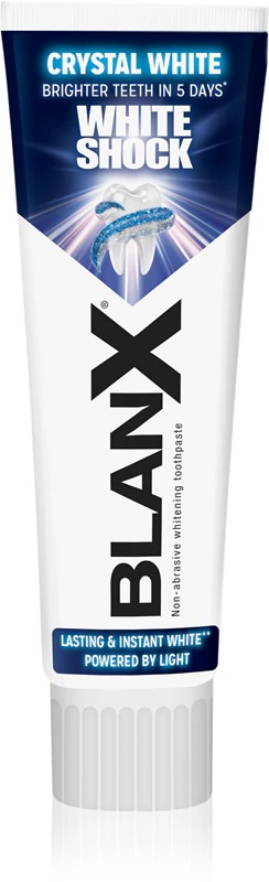 BlanX White Shock Instant White balinoša zobu pasta pret zobu emaljas krāsas maiņu ar tūlītēju iedarbību