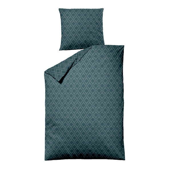 Jacquard flannel bedding 135/200 + 80/80 cm, petrol graphic