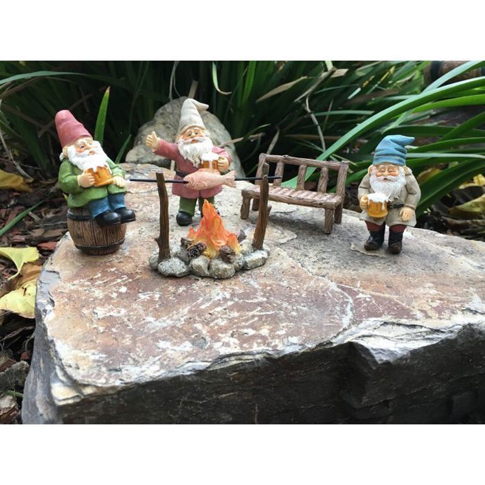 Ensemble de nains de jardin - Virex® - 5 pièces - Nains joyeux - Résine de qualité - Peint à la main - Non toxique