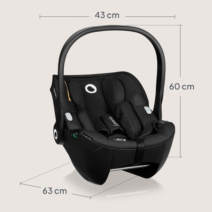 Silla de coche para bebé LIONELO Moxie i-Size - Portabebés de 40-87 cm - Tejido de bambú natural - Ligera - 0-13 kg - Grupo 0+ - Negra
