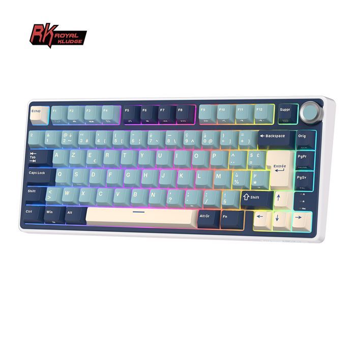 RK ROYAL KLUDGE -mekaaninen pelinäppäimistö/TKL 75 % Hot Swap QMK/Via/PBT-näppäinhatut/K-hopeakytkin/ranskalainen AZERTY-pelinäppäimistö