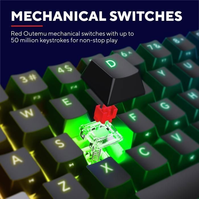 Teclado mecánico para juegos RGB del 60 % - TRUST GAMING - GXT 867 Acira - Interruptores de precisión - Formato compacto - PC