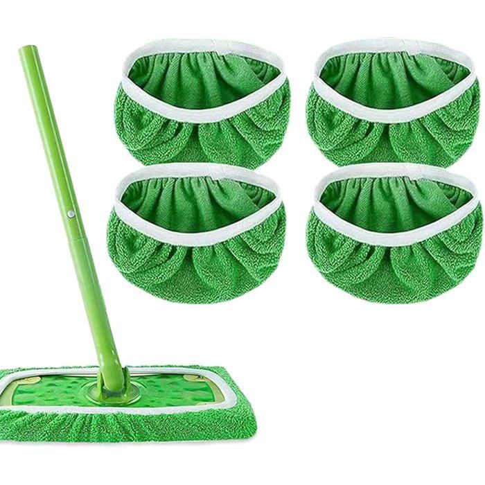 Lot de 4 serpillères s pour balai Swiffer - Lavables - Pour utilisation humide et sèche - En microfibre - Pour le nettoyage des sols