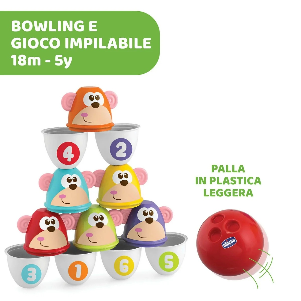 CHICCO Monkey Strike Bowling-Spiel ab 18 Monaten